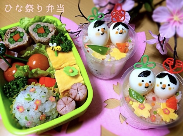 3月は ひな祭り と 言うことでひな祭り弁当 以前 娘に作ったキャラ弁です デザート用のカップは 透明で中身が見えるのでお弁当箱代わりに使いました 我が家 ブロッコリー インゲンマメ 枝豆 ほうれん草 Oishiine おいしいね By マルハニチロ