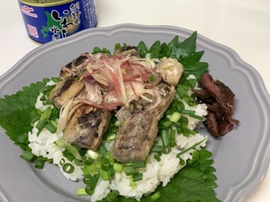 釧路のいわし水煮でお手軽ワンプレート丼
