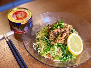 鯖缶とレモンのさっぱり和え麺