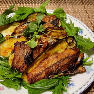 なすと鰯のピリ辛蒲焼き