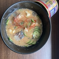 鯖缶を使ったピリ辛冷や汁