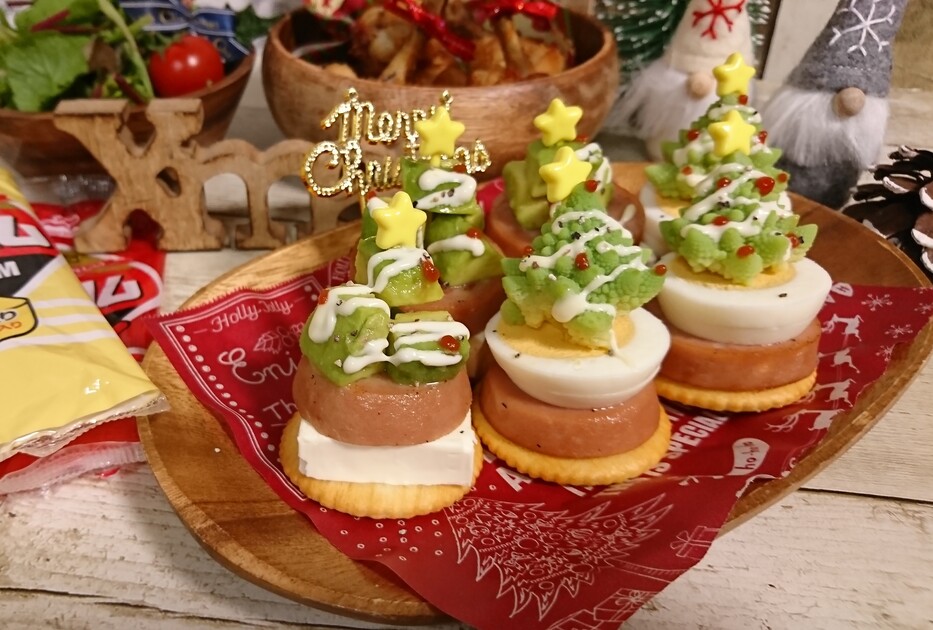 クリスマス ベビーハムでxmasツリーカナッペ Oishiine おいしいね